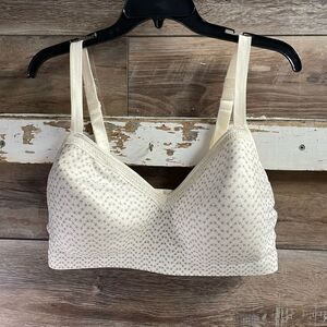 Hanes Women’s Cool Bra, Off White with Gray Design, Size 2XL